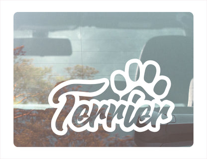 Terrier Paw White Decal Sticker