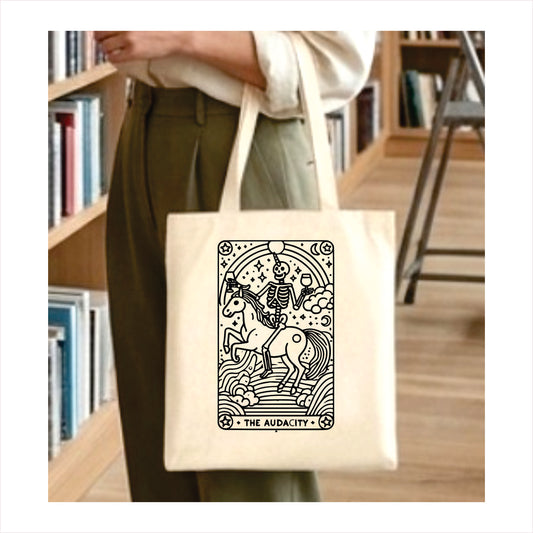 The audacity skull tarot tote bag 1