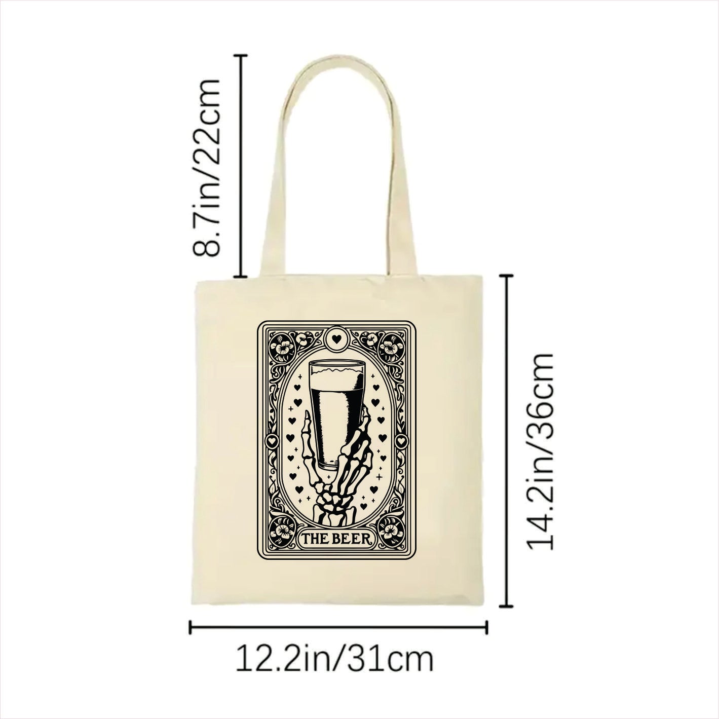 The beer skull tarot tote bag 2