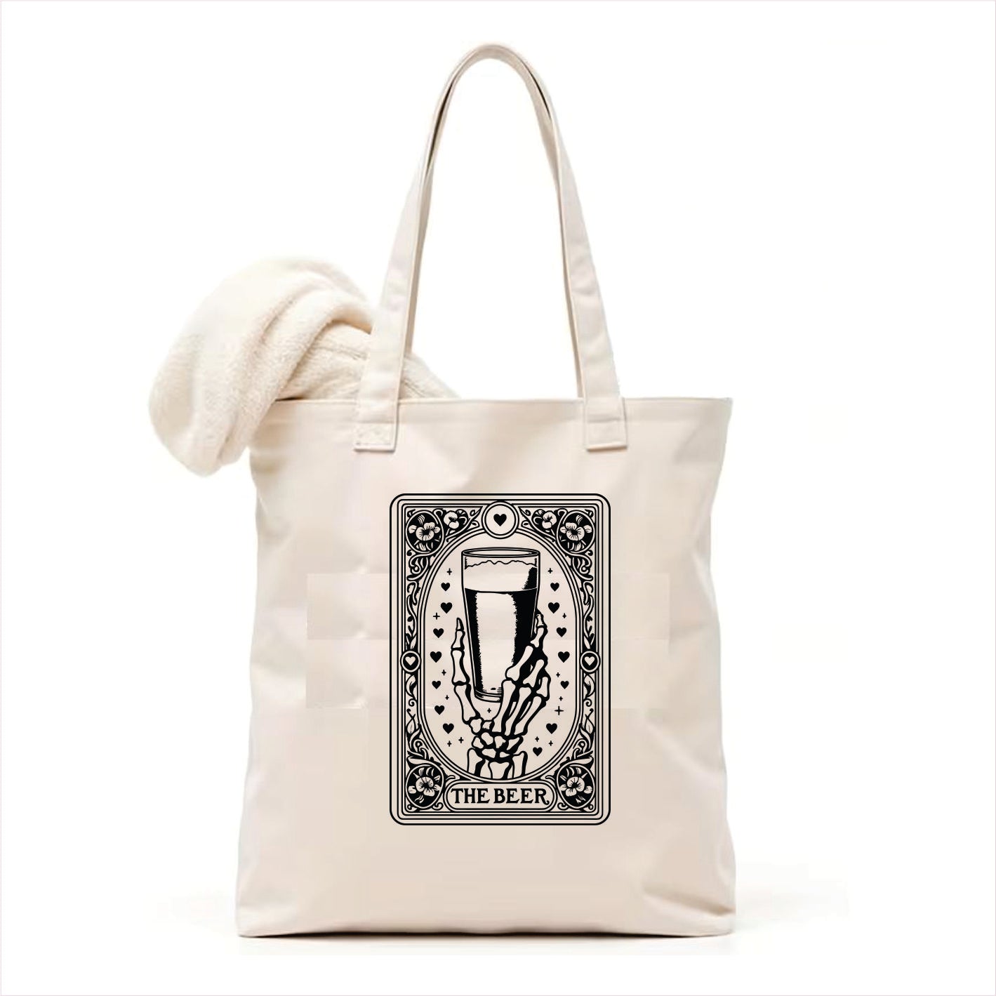 The beer skull tarot tote bag 3