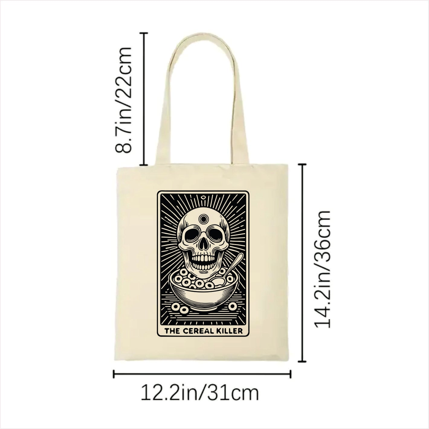The cereal killer skull gothic tote bag 2