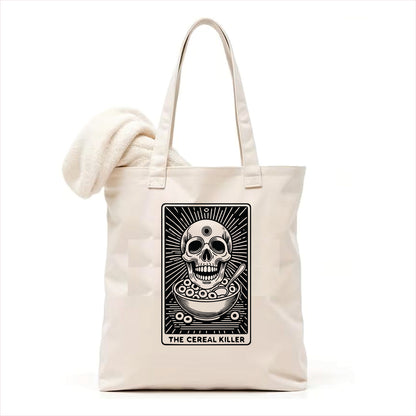 The cereal killer skull gothic tote bag 3
