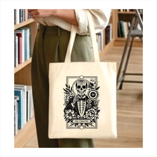 The cheater skull gothic tote bag