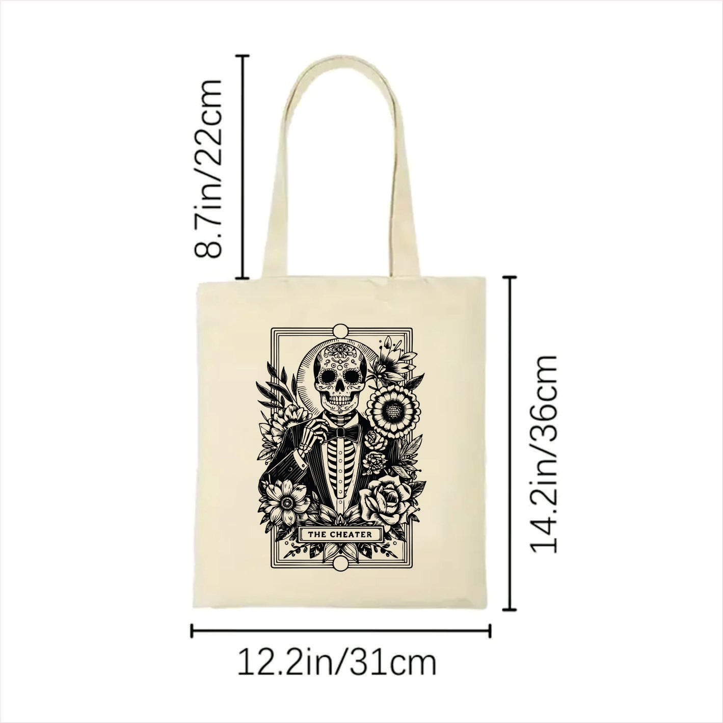 The cheater skull gothic tote bag