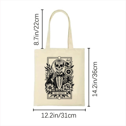The cheater skull gothic tote bag