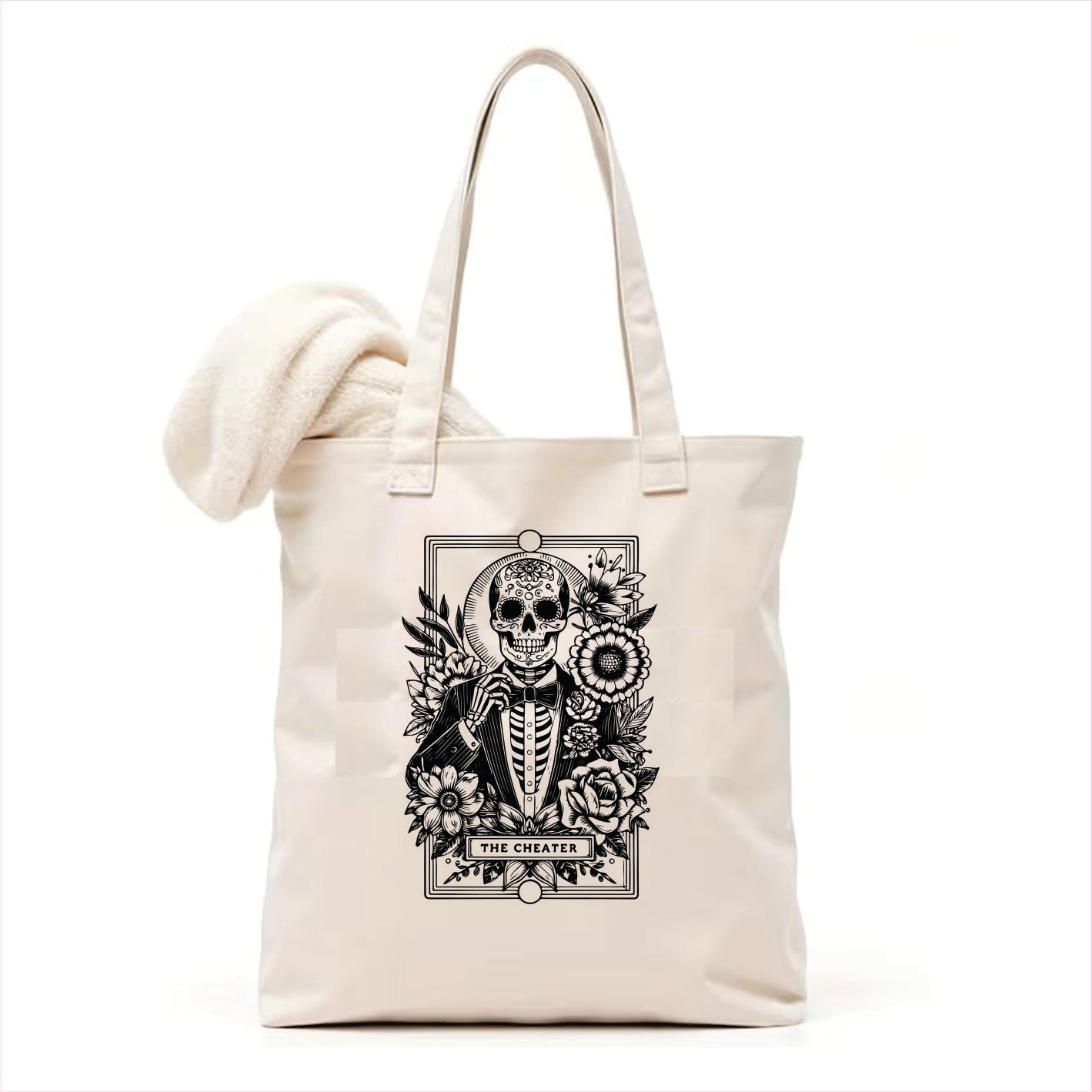 The cheater skull gothic tote bag