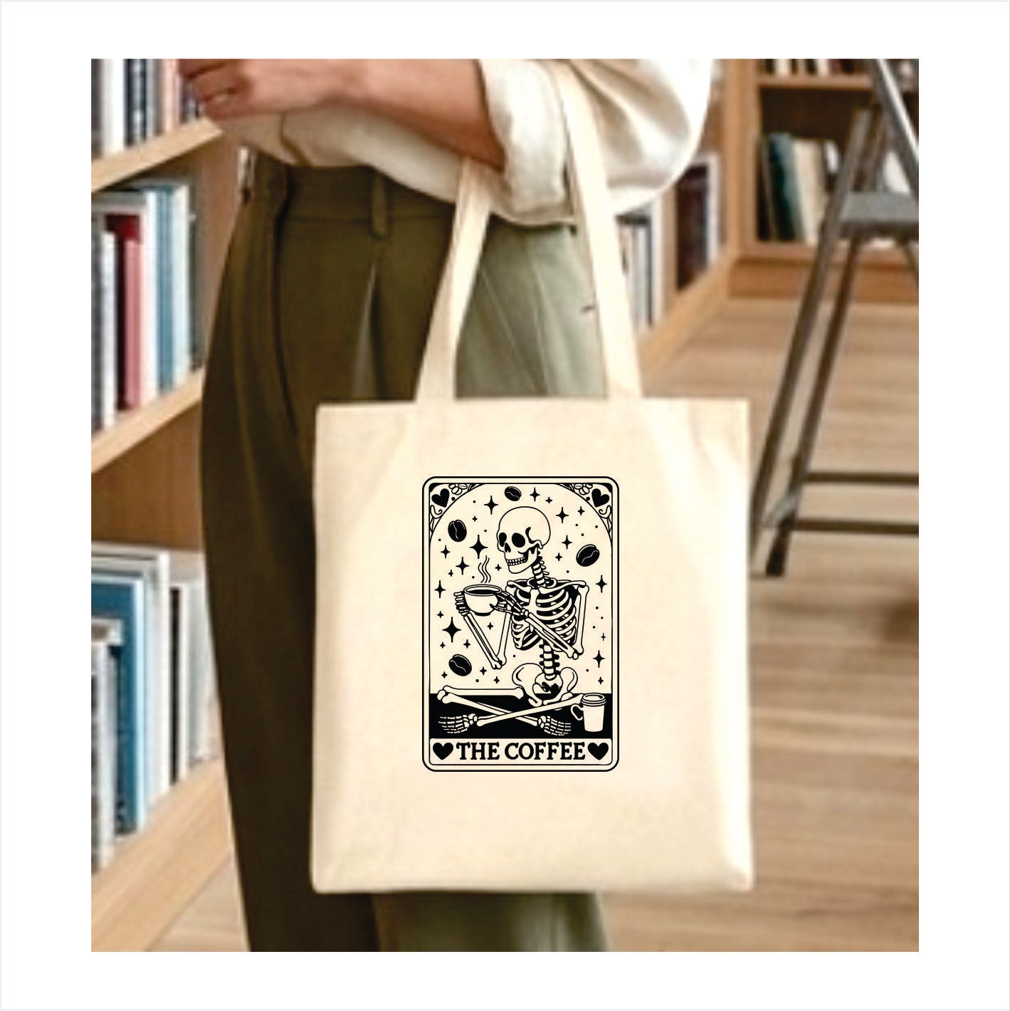 The coffee skull tote bag 1