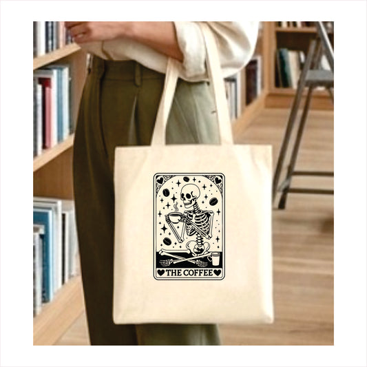 The coffee skull tote bag 1