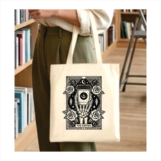 The coffee skull gothic tote bag 1