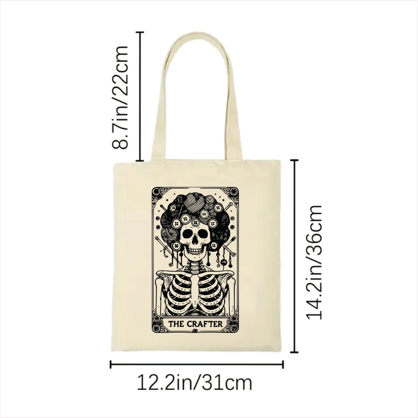 The crafter skull tarot tote bag 2