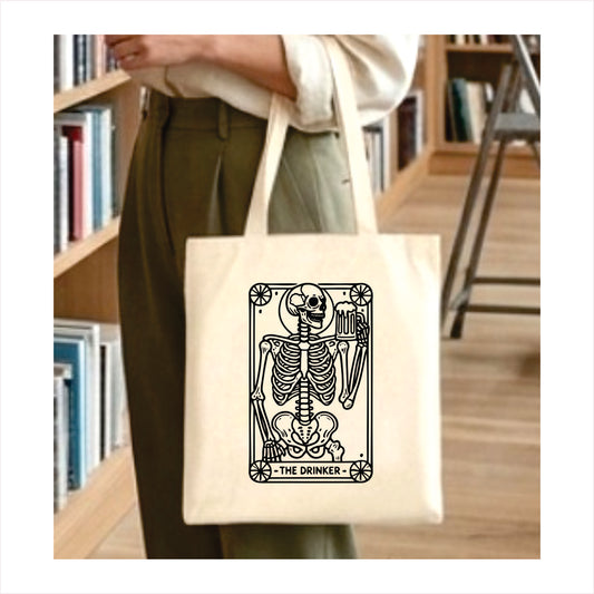 The drinker skull gothic tote bag 1