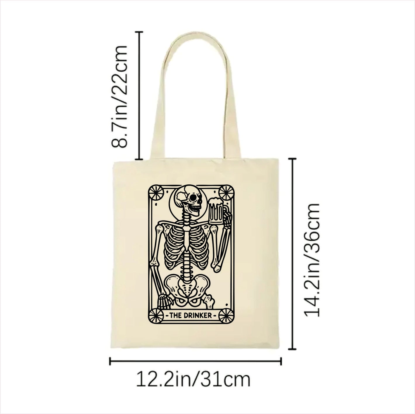 The drinker skull gothic tote bag 2