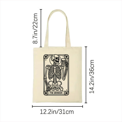 The drinker skull gothic tote bag 2