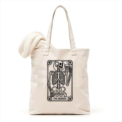 The drinker skull gothic tote bag 3