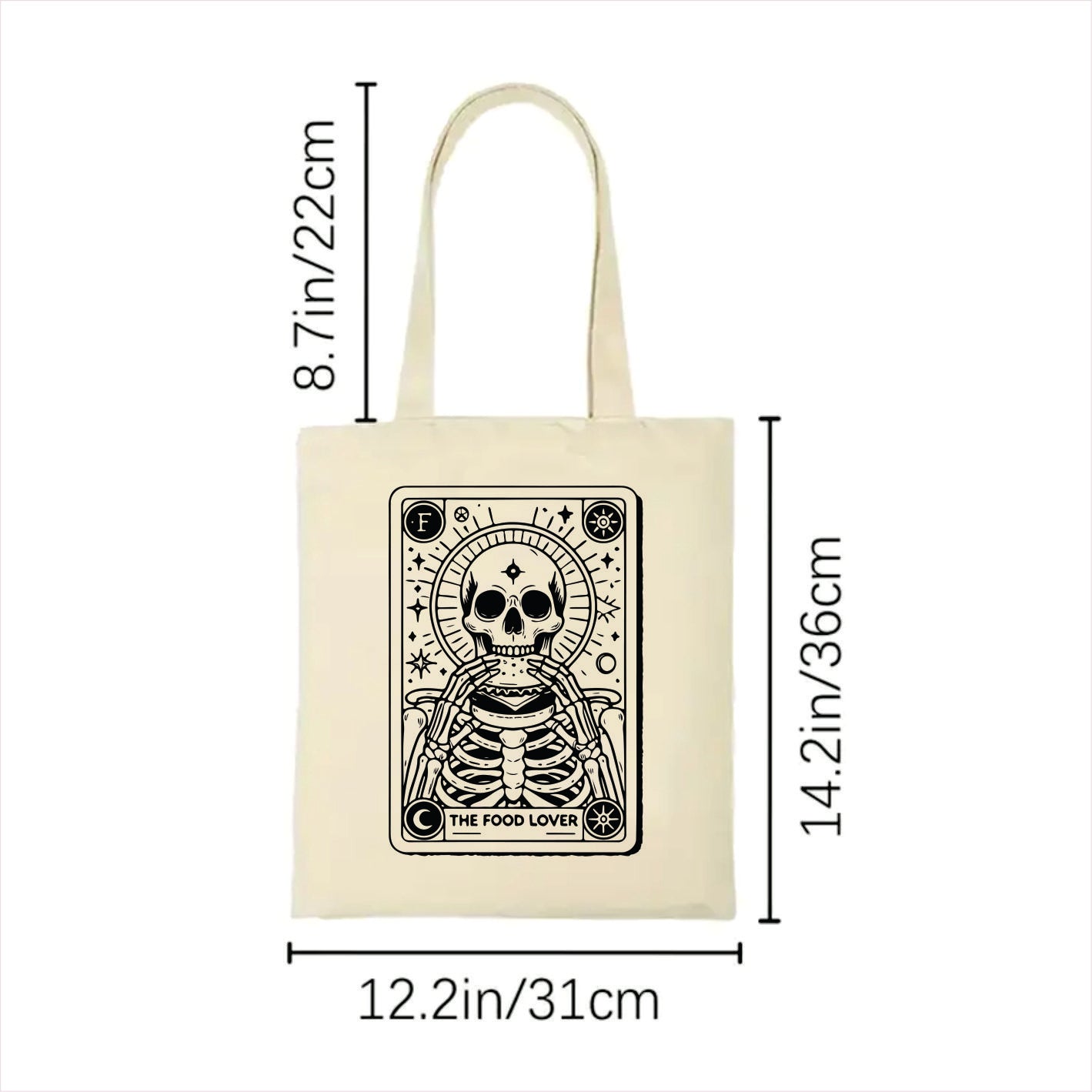 The food lover skull tarot tote bag 2