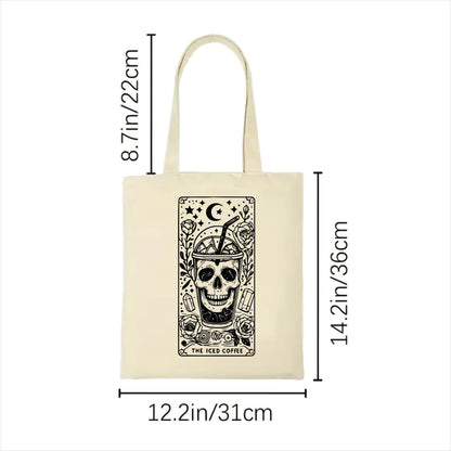 The iced coffee skull gothic tote bag 2