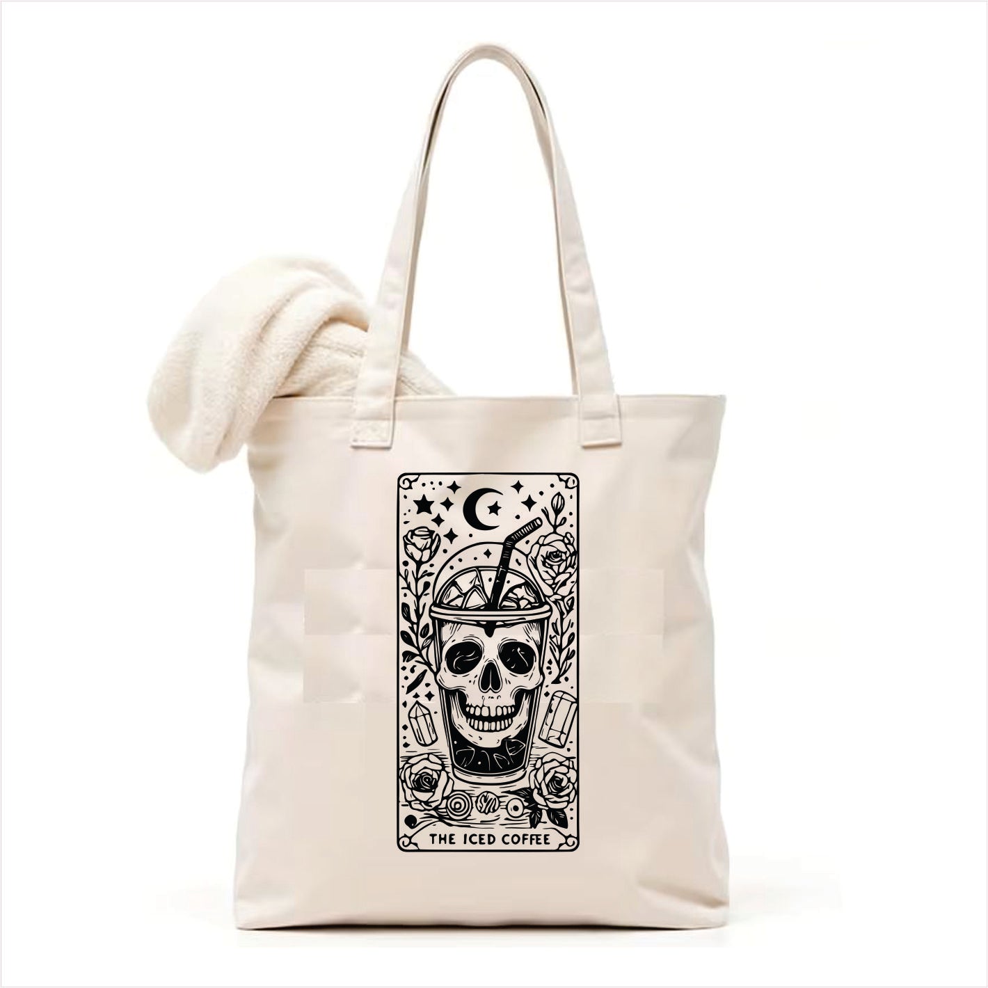 The iced coffee skull gothic tote bag 3