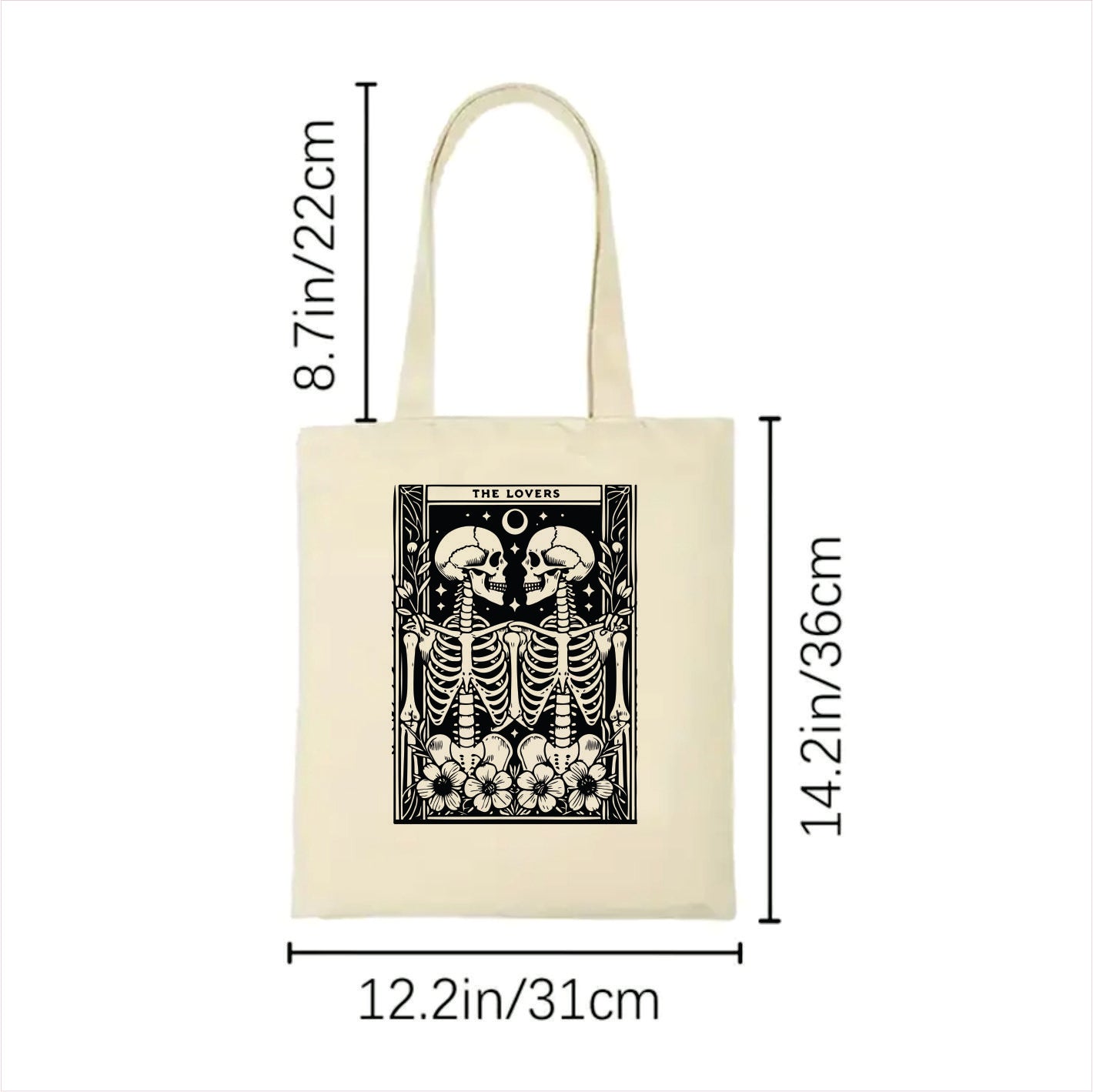 The lovers skull gothic tote bag 2