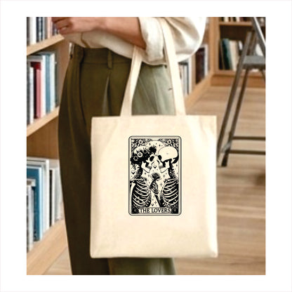 The lovers skull tarot tote bag 1