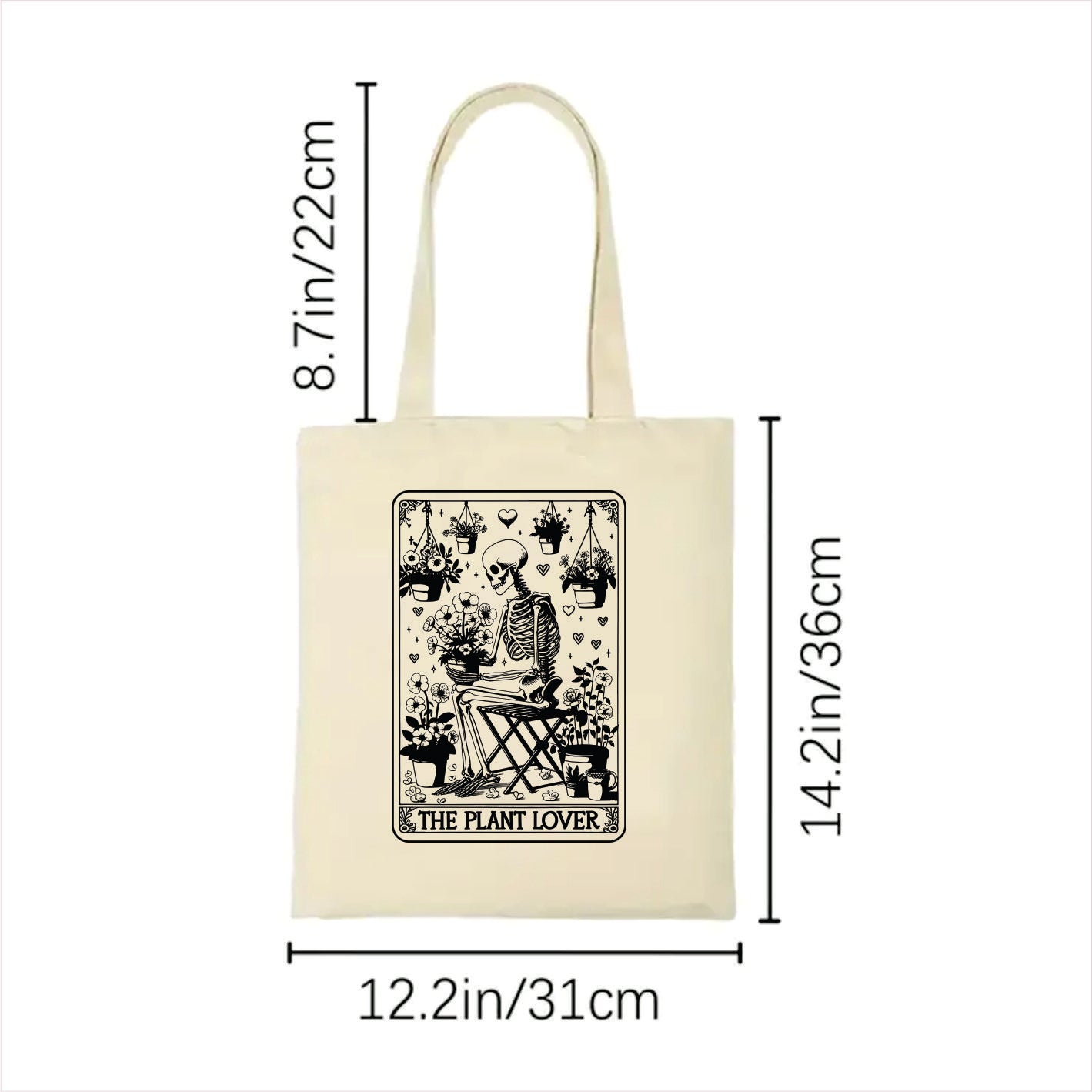 The plant lover tarot skull tote bag 2