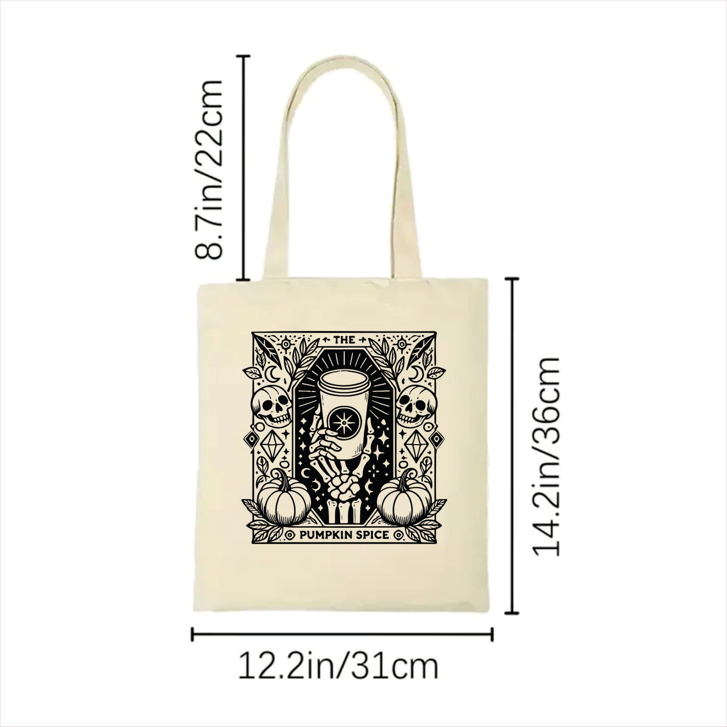 The pumpkin spice skull gothic tote bag 2