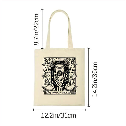 The pumpkin spice skull gothic tote bag 2