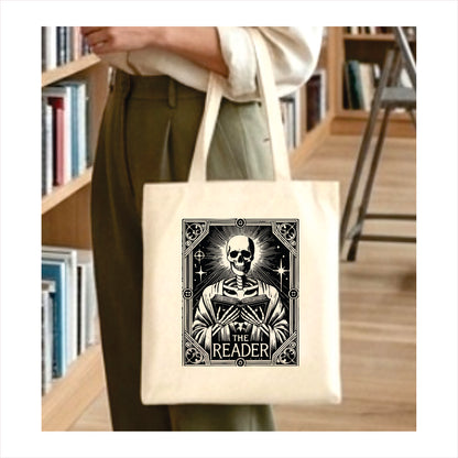 The reader pastor skull tarot tote bag 1