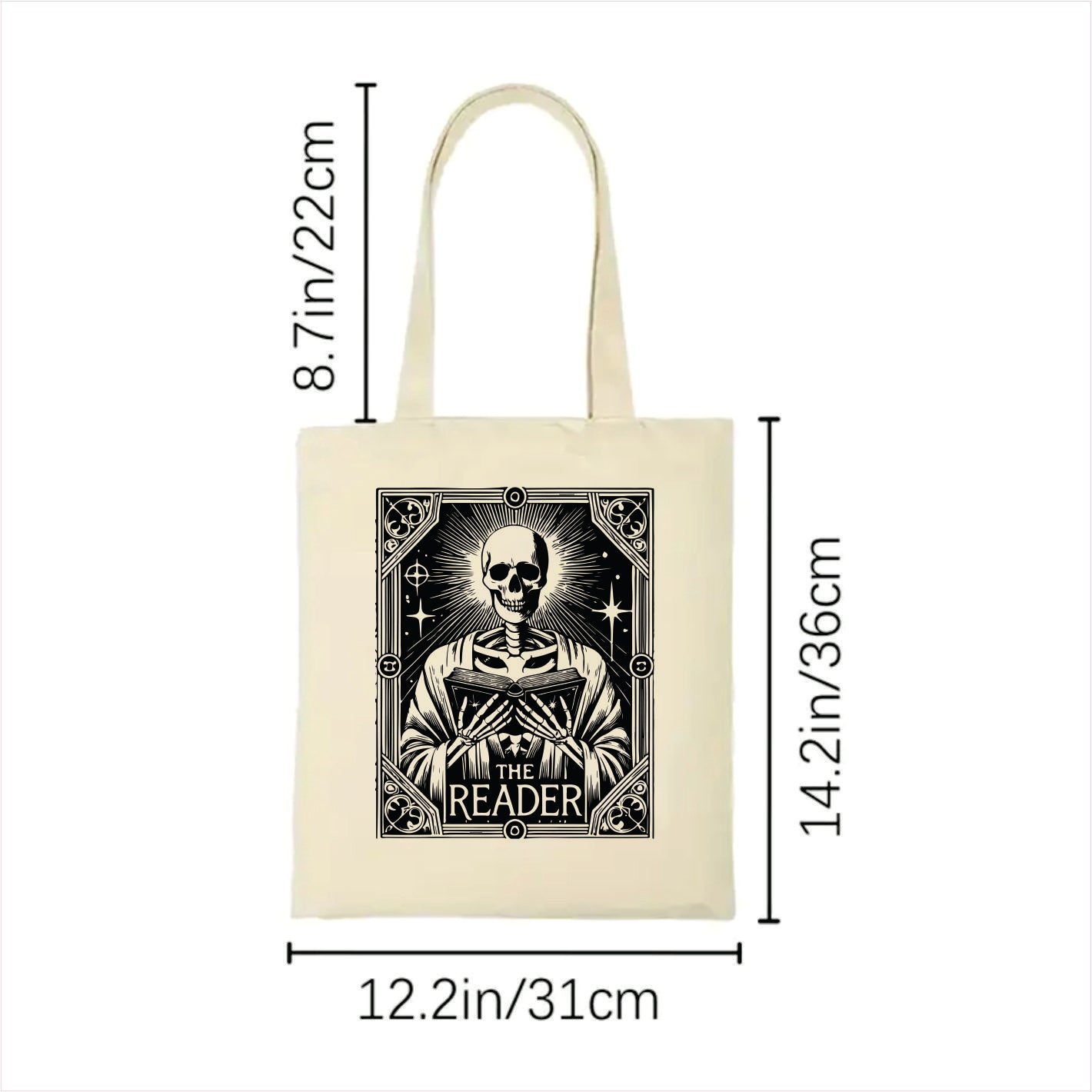 The reader pastor skull tarot tote bag 2