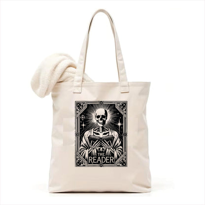 The reader pastor skull tarot tote bag 3