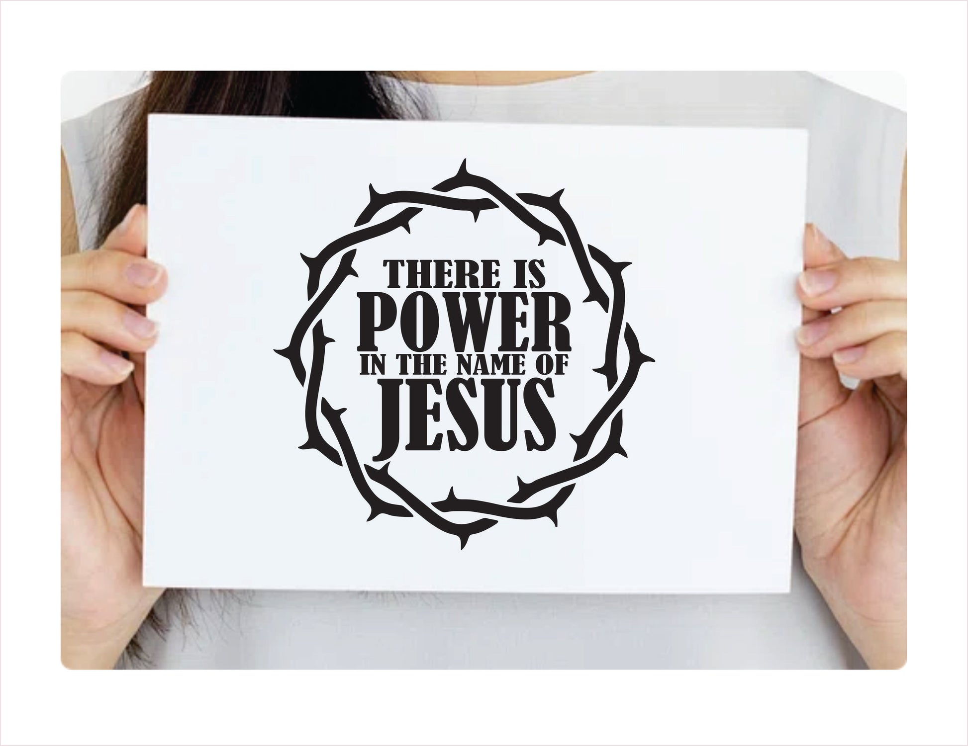 There is power in the name of Jesus black decal sticker