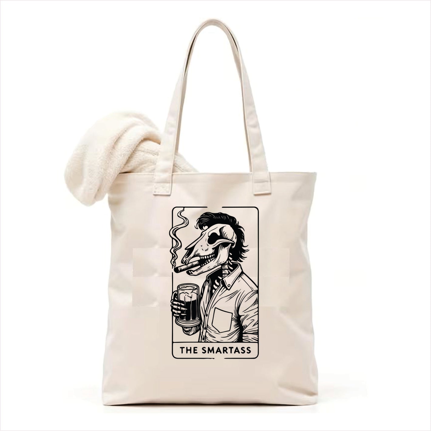The smartass skull tarot tote bag 3