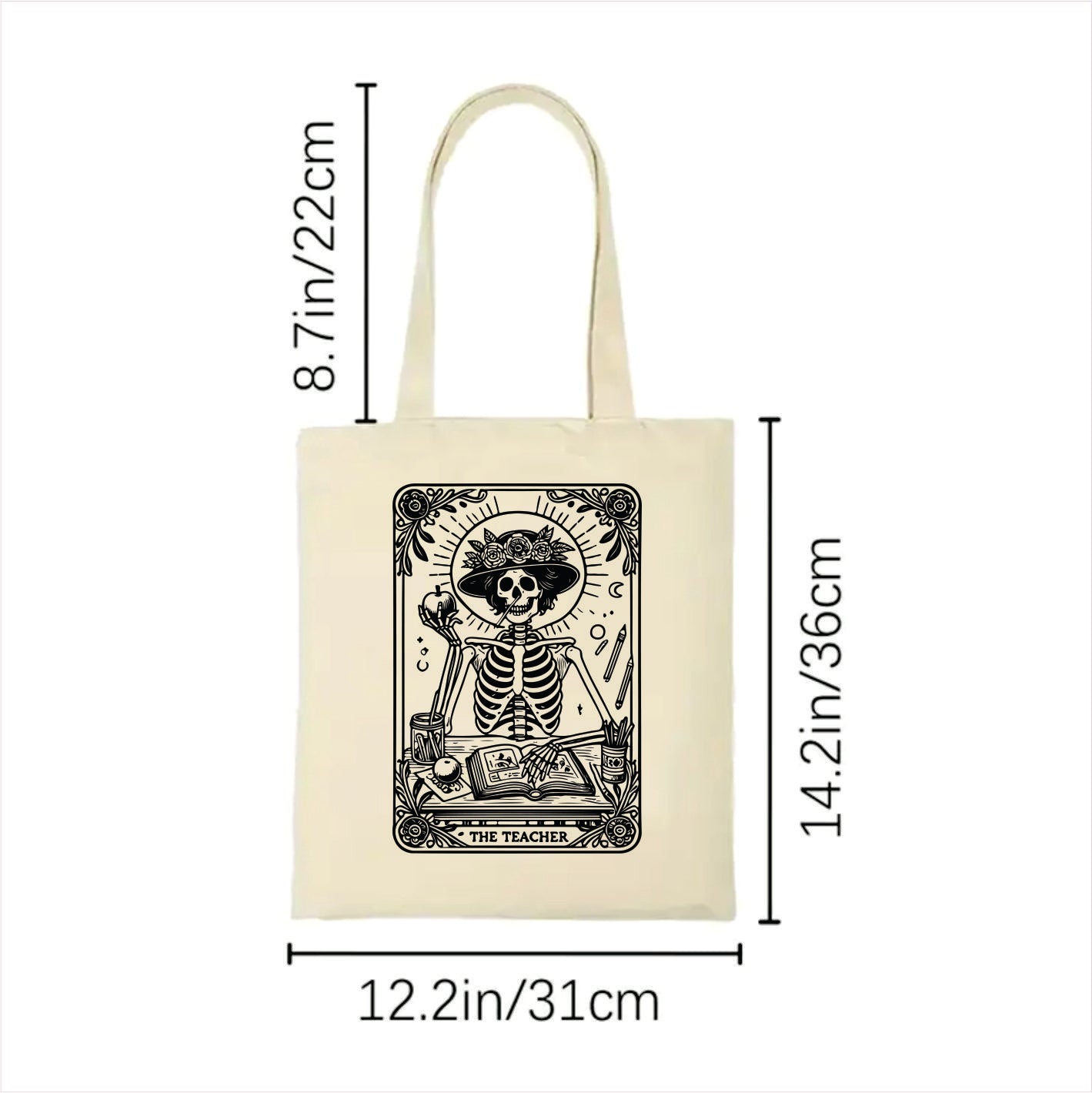 The teacher skull tarot tote bag 2