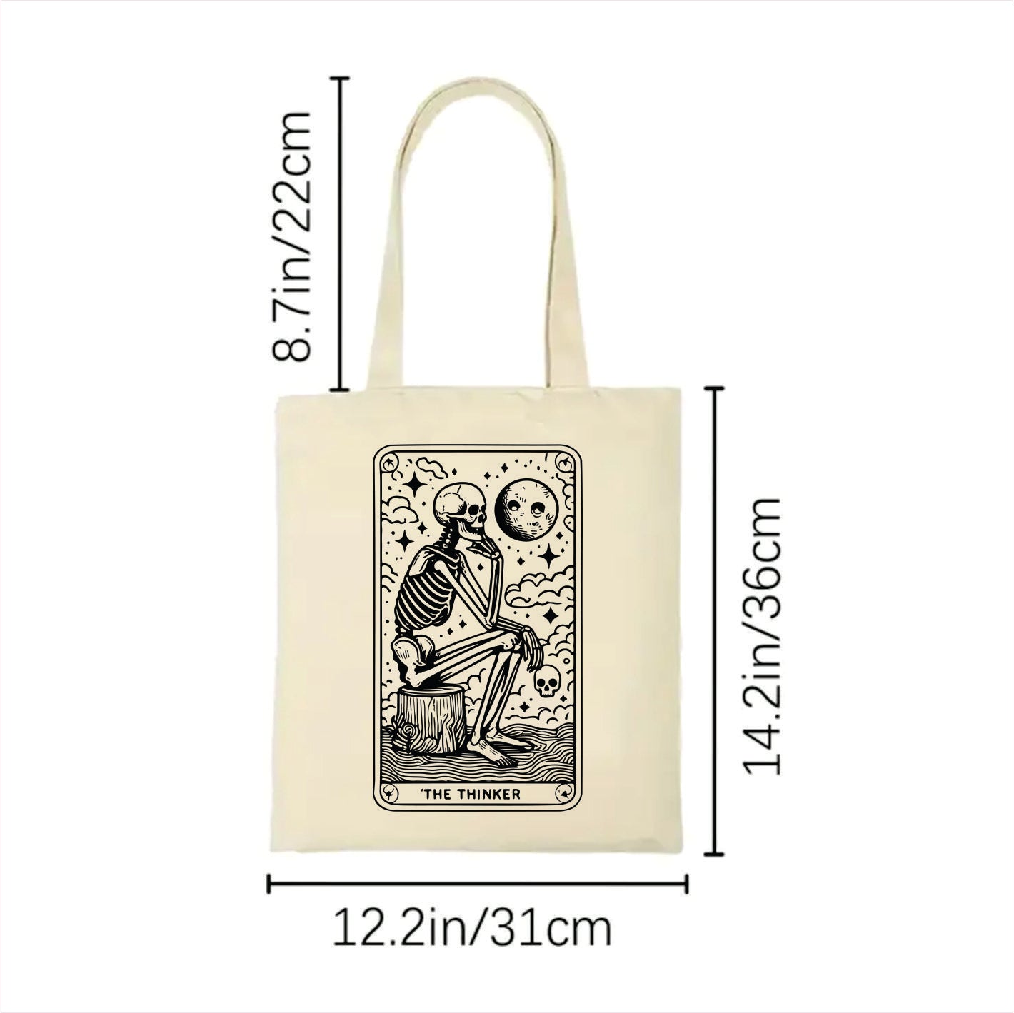 The thinker skull tarot tote bag 2