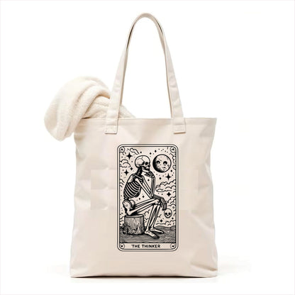 The thinker skull tarot tote bag 3