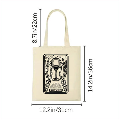 The wine tarot skull tote bag 2