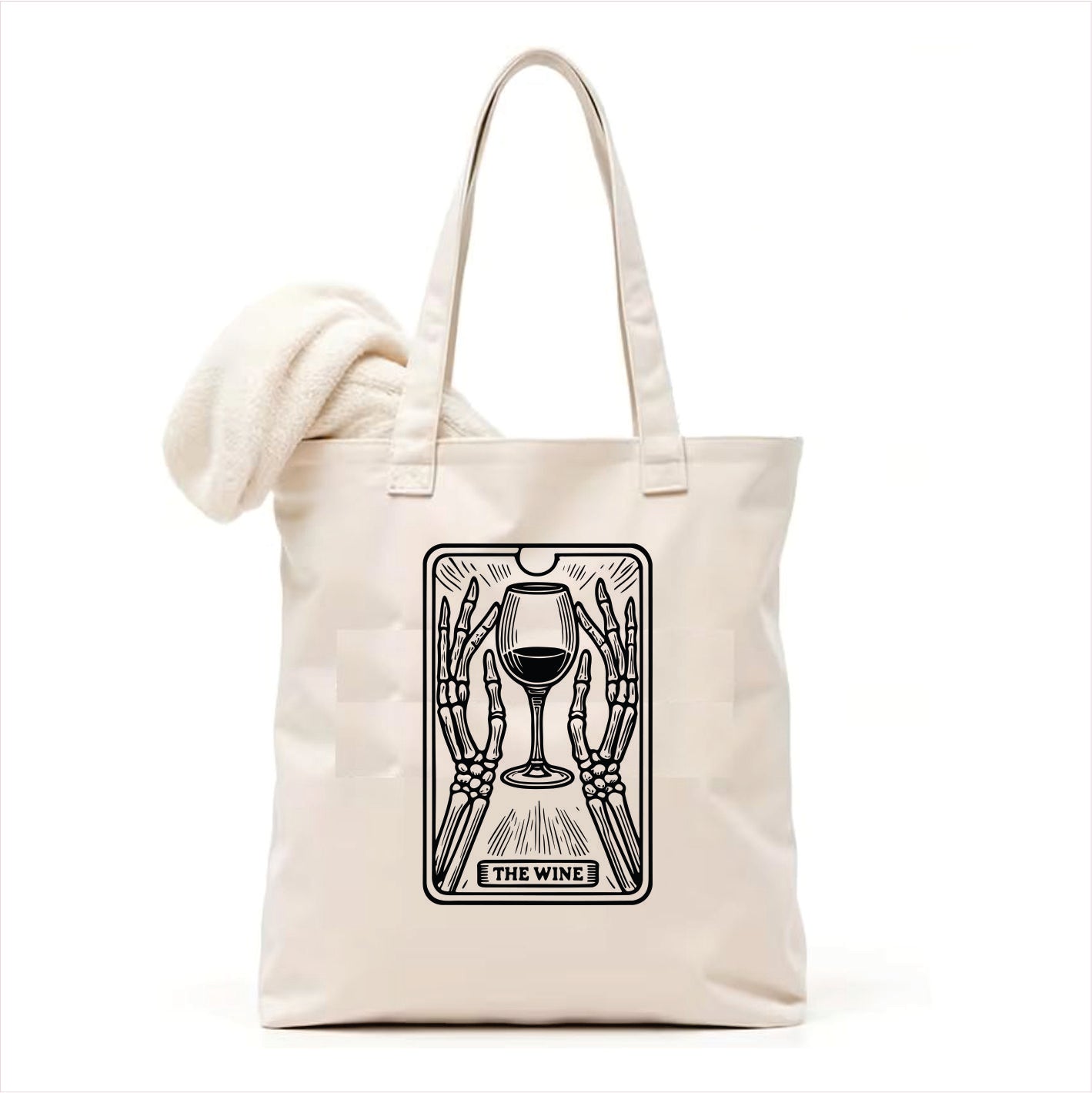 The wine tarot skull tote bag 3