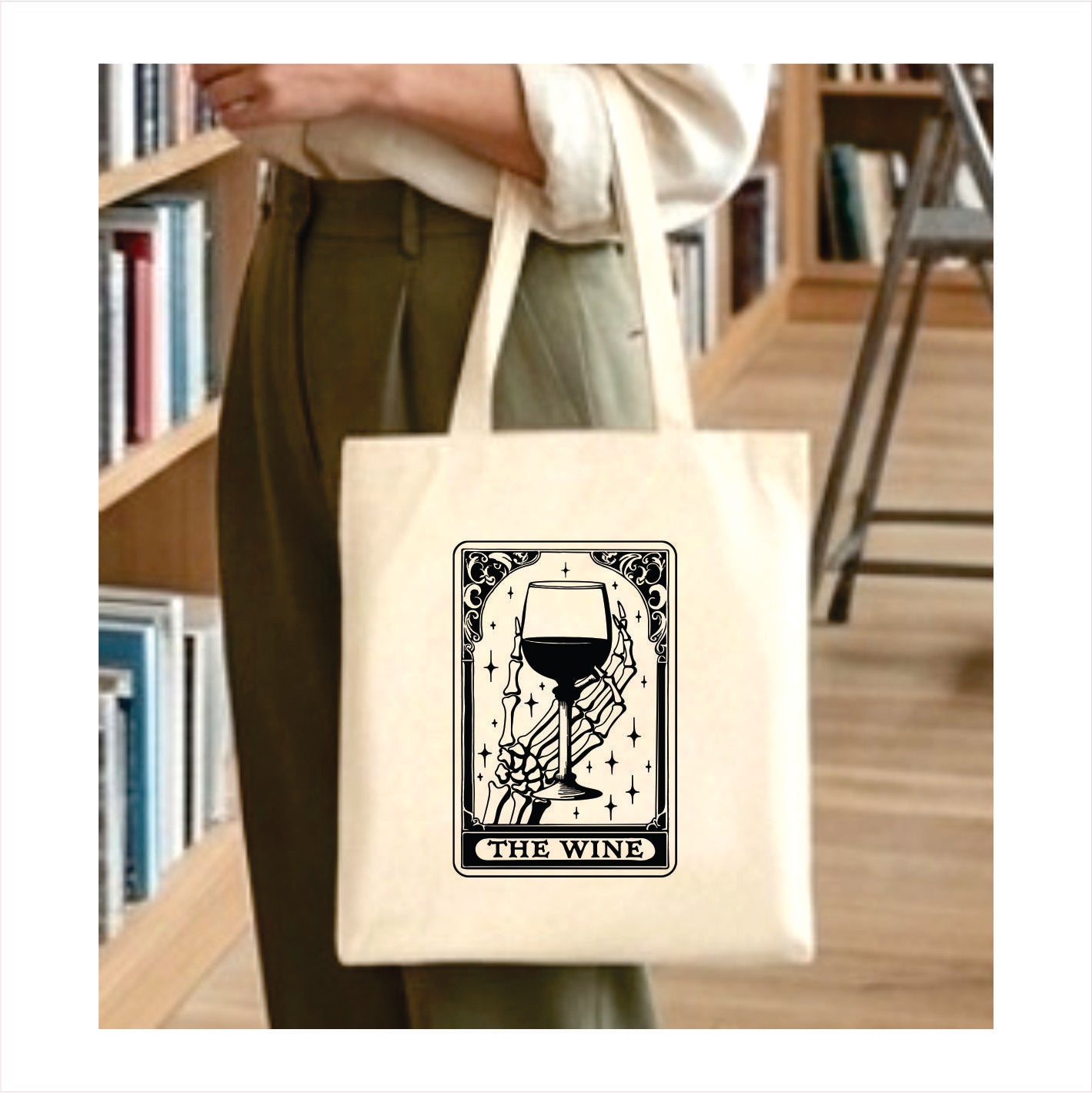 The wine skull gothic tote bag 1