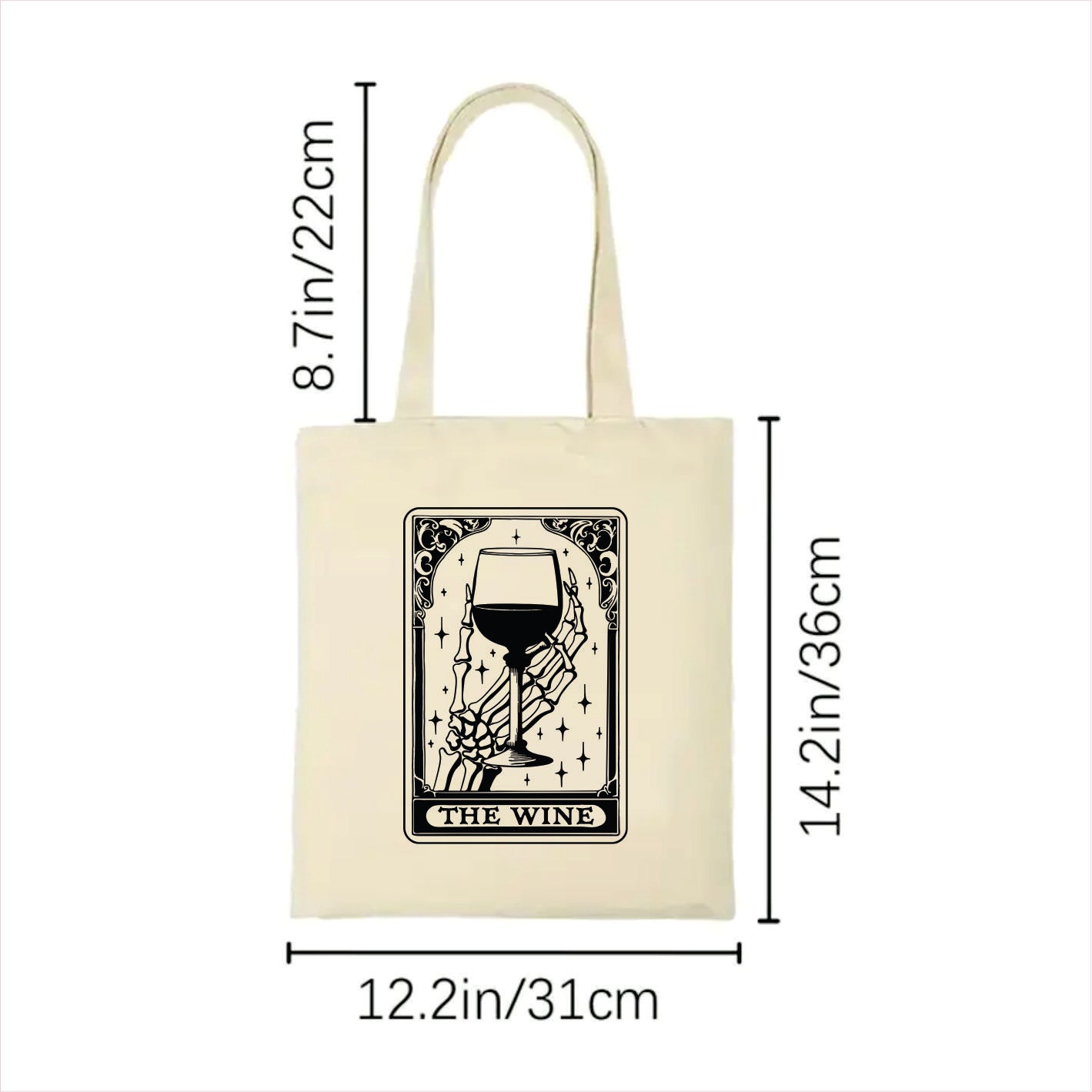 The wine skull gothic tote bag 2