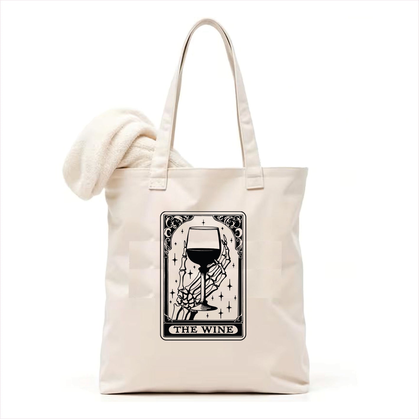 The wine skull gothic tote bag 3