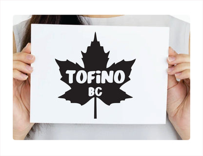 Tofino BC Maple leaf Canada Black Decal Sticker