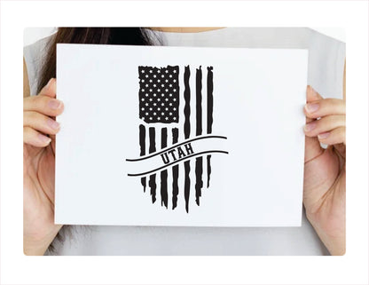 Utah Flag Usa Black Decal Sticker 
