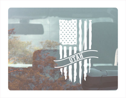 Utah Flag Usa White Decal Sticker 