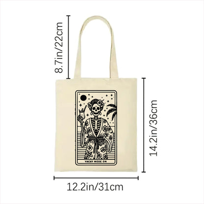 Vacay mode on skull tote bag 2