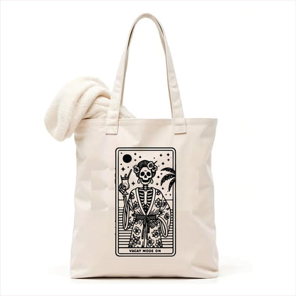 Vacay mode on skull tote bag 3