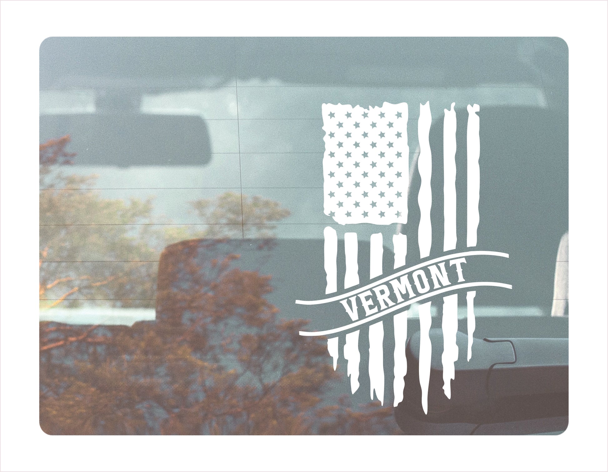 Vermont Flag Usa White Decal Sticker