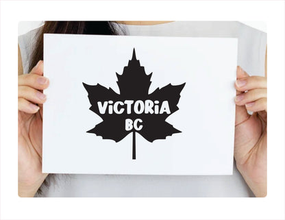 Victoria British Columbia Maple leaf Canada Black Decal Sticker