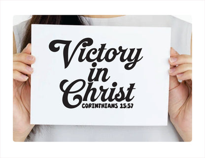 Victory in Christ Corinthians 15-57 black decal sticker