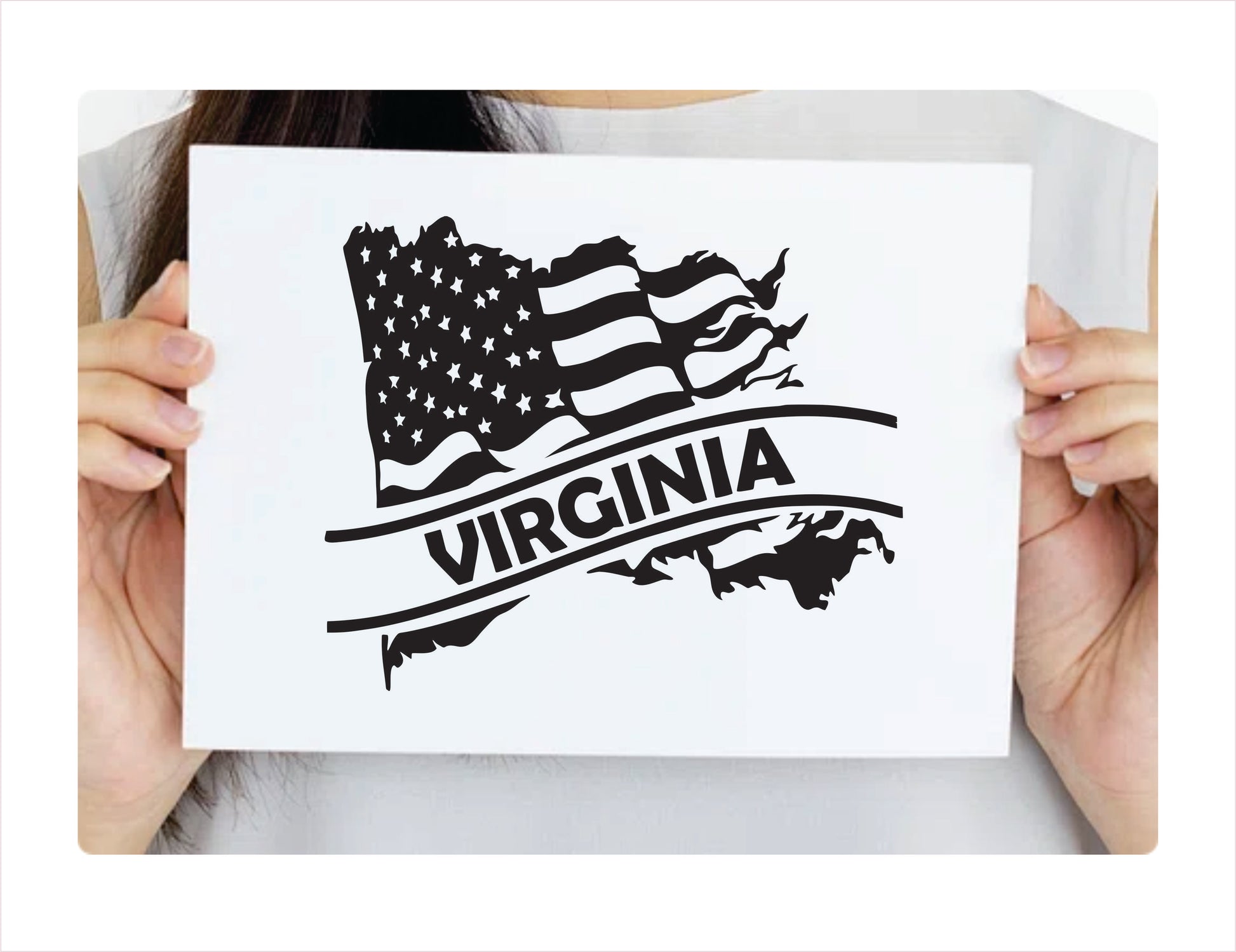 Virginia State Usa Black Decal Sticker