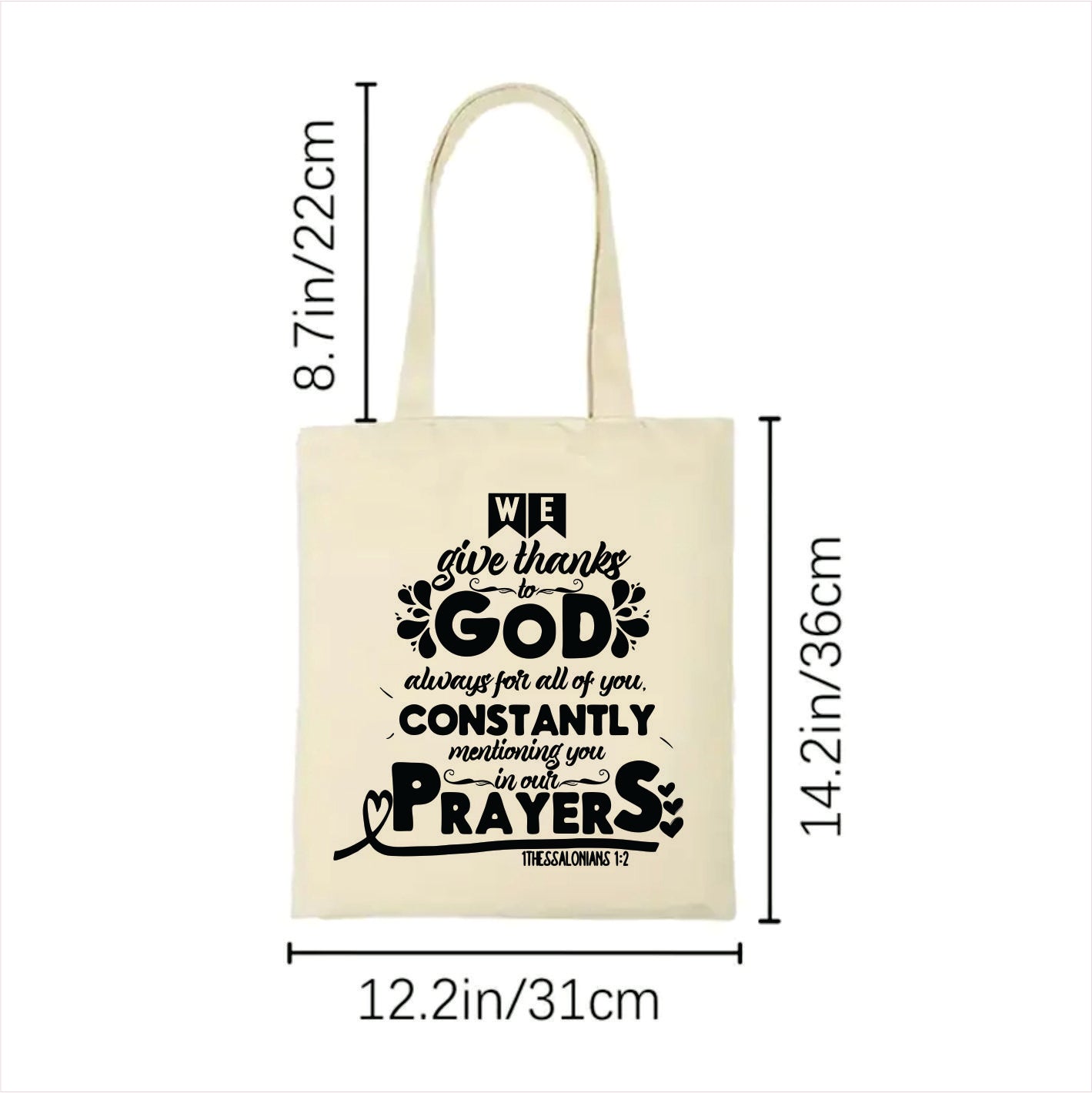 We give thanks to God always for all of you canvas tote bag 2