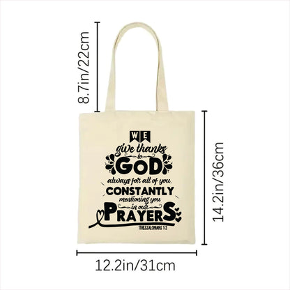 We give thanks to God always for all of you canvas tote bag 2